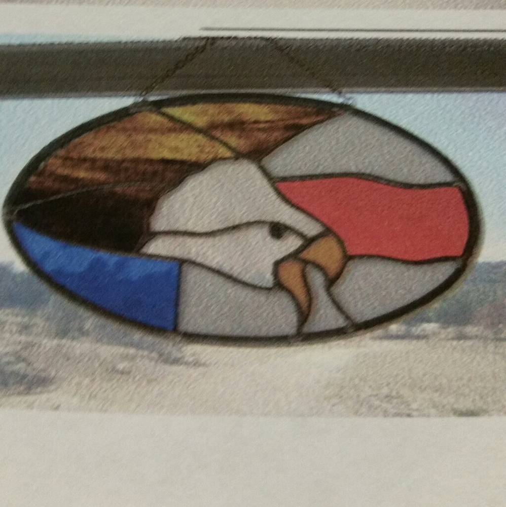 Stained glass Eagle with Flag